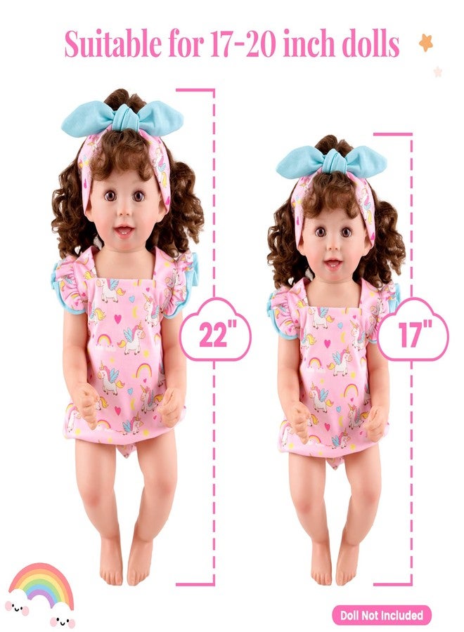 BABESIDE طقم ملابس دمى الأطفال حديثي الولادة من بيبي سايد، مكون من 3 قطع، مناسب للدمى من 17 إلى 22 بوصة، ملابس لطيفة مستوحاة من الحيوانات مع عصابات رأس وإكسسوارات متناسقة، ملابس واقعية لدمى الأطفال مقاس 18 بوصة، لعبة تمثيلية للأطفال الصغار. - Image 3